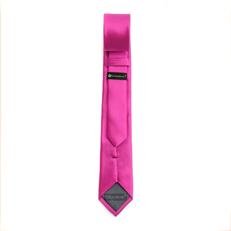 fortunatever Mens Solid Color Tie,Slim Necktie With Multiple Colors(Hot Pink, 2.36'' Width) - Image 2